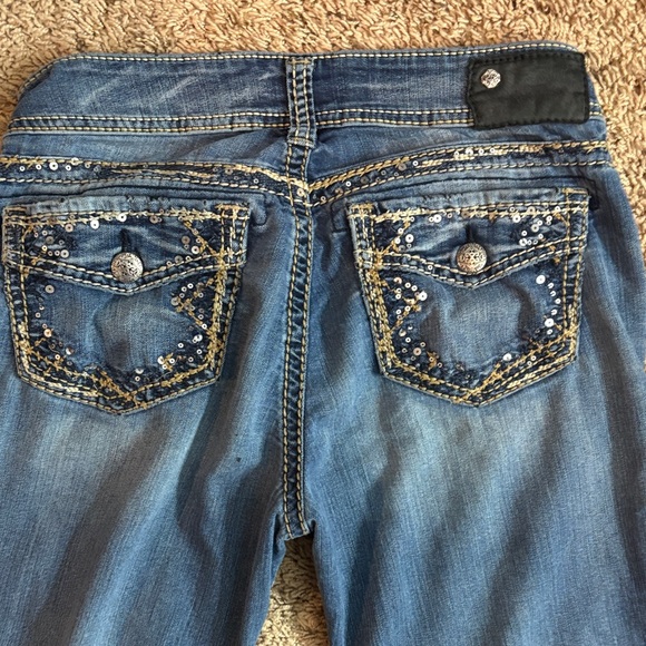 Silver Jeans Co. Suki Mid-Rise Slim Bootcut Y2K Sequin Jeans W28 L33 Small Hole - Picture 5 of 8